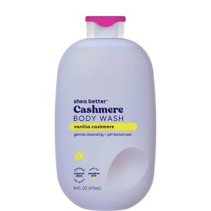 Shea Better Cashmere Body Wash, Vanilla Cashmere, Moisturizing, pH Balanced Body Wash, Creamy Gel Formula, Paraben & Phthalate Free, Sensitive Skin, 16 fl oz