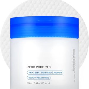 Toner Pads Zero Pore Pad 2.0 | Dual-Textured Facial Pad for Exfoliation and Pore Care with 4.5% AHA Lactic Acid, 0.45% BHA Salicylic Acid | Ideal for All, Korean Skin Care, 70 Pads (1 Pack)
